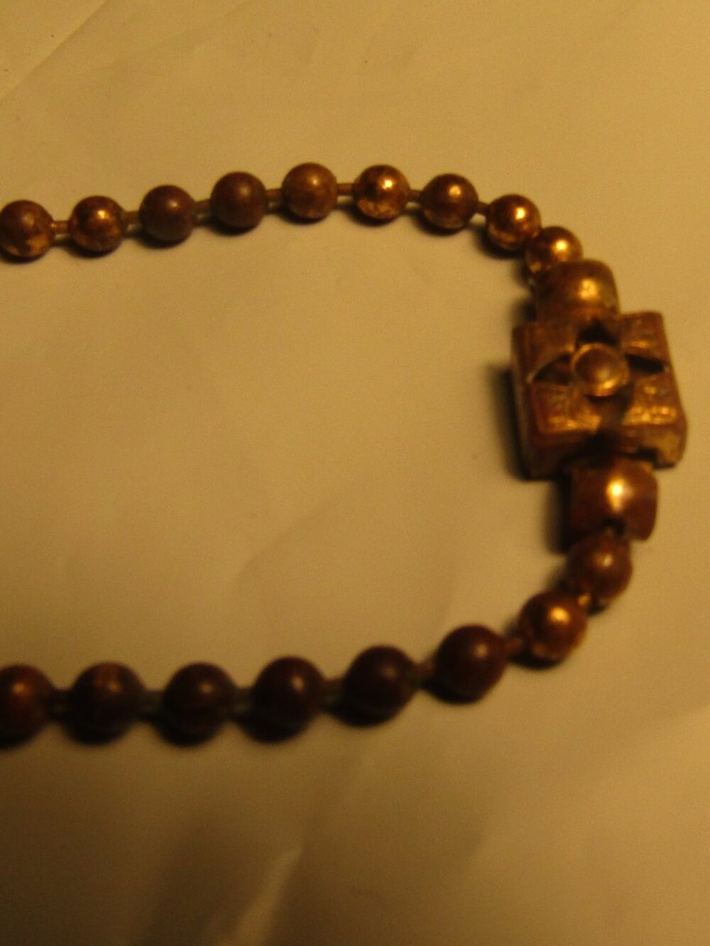 Vintage c1930s-1950s Art Deco Graduated BRASS BEAD NECKLACE Square Box Clasp 16"